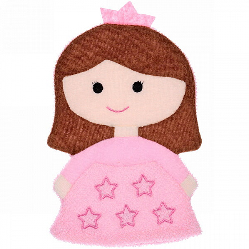 Мочалка-варежка для тела детская "Water Magic - Принцесса Линда", цвет розовый, 15*22 см (ZIP пакет)