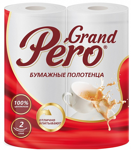 Полотенца бумажные  GrandPero 2сл 2рул, белый цв.