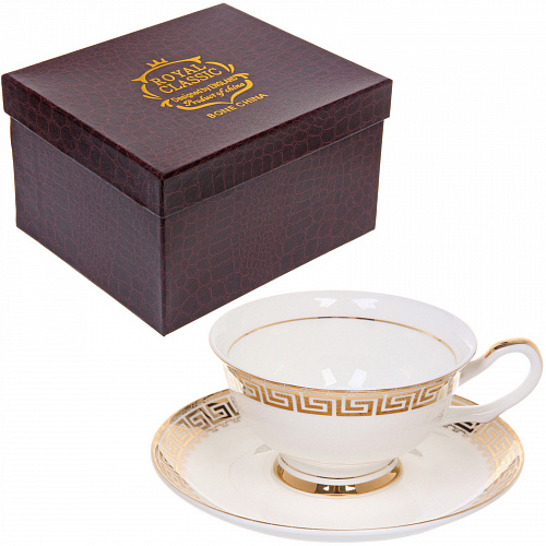 Чайная пара "Royal classic" (кружка 200мл +блюдце) Греческий узор, в подарочной коробке