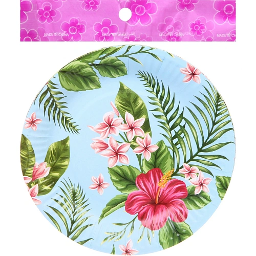 Тарелка бумажная 18 см в наборе 10 шт Тропическое настроение_3
