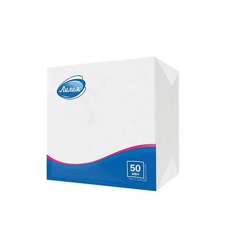 Салфетки бумажные 24*24 Лилия, белые, 1сл, 50л