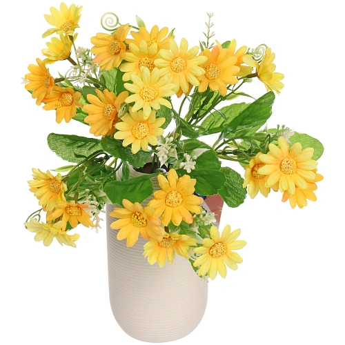 Искусственные цветы Ромашки 29см 28 цветков желтые_5