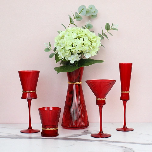 Ваза стеклянная VIVALDI 1350мл, красная_8