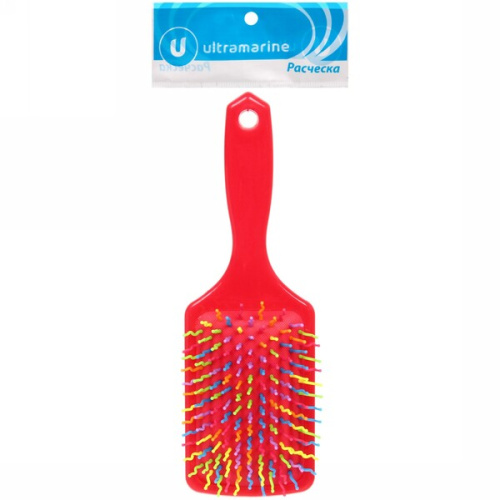 Расческа массажная "Avrora Beauty", прямоугольная, цвет микс, разноцветные зубчики, 23,5см