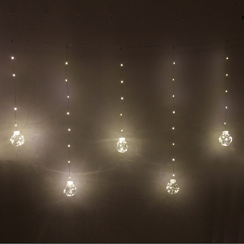 Гирлянда для дома БАХРОМА "Шар" ш2,5 м* в0,5/0,8м 200 ламп LED, d-8 см, 1 реж, IP-20, Белый