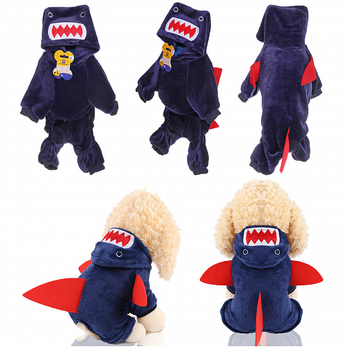 Костюм для собаки "Волшебный карнавал-Акула" с капюшоном, размер XL (50*40см) Ultramarine