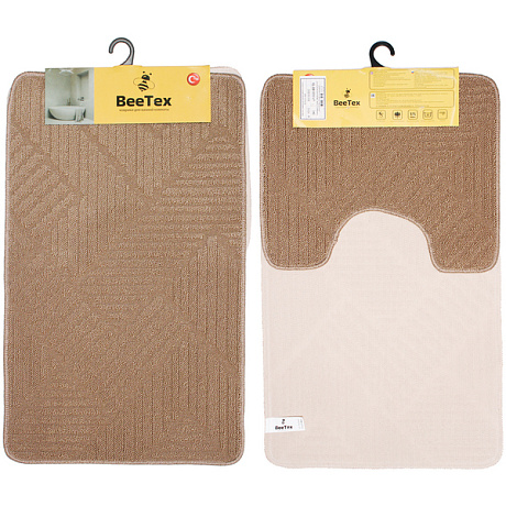 Комплект ковриков для ванной и туалета BEE TEX 55x90 + 45x55 мокко МС 3-002