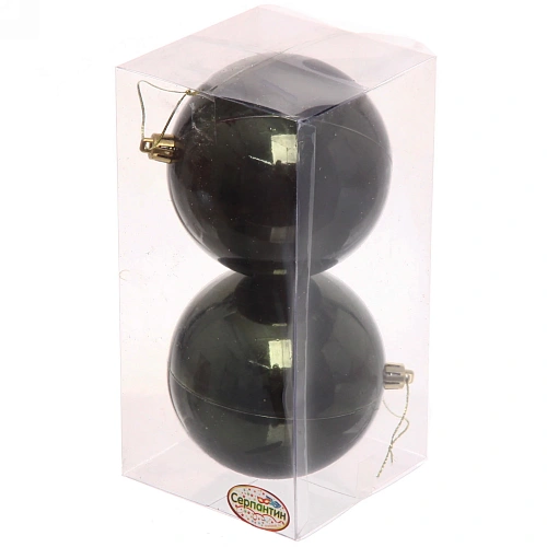 Новогодние шары 10 см (набор 2 шт) Глянец, изумруд_3