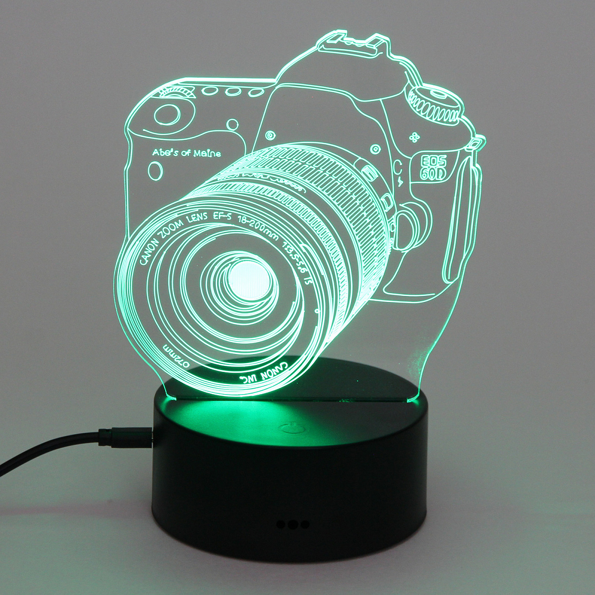 Светильник ночник "3D-Фотоаппарат" на пластиковой подставке, с включателем USB