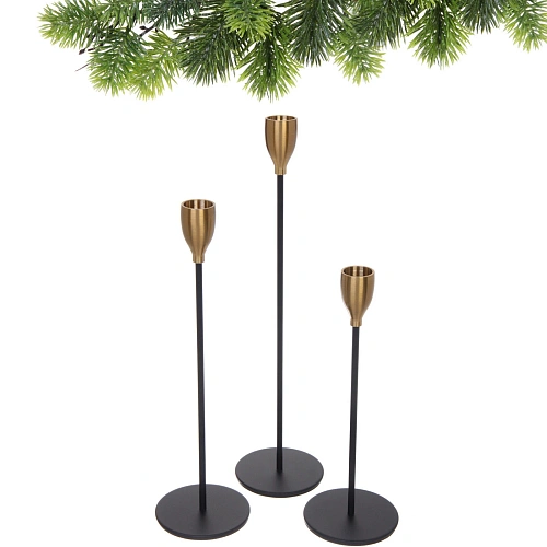 Подсвечники GRACE 22 2732 см (набор 3 шт), Черный_3