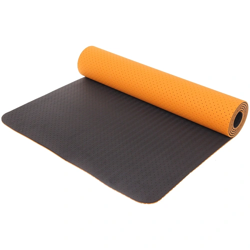 Коврик для йоги 6 мм 183х61 см Sports time перфорированный (ТРЕ), оранжевыйсерый_6