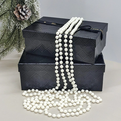 Бусы на ёлку 2,7 м "Жемчуг" d-8 мм, Белый