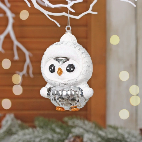 Ёлочная игрушка "Чудной пингвин" 7*5*10 см, Серебро