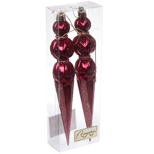 Ёлочные игрушки Волшебная сосулька 17,8 см (набор 2 шт), Рубинрозовое золото_2