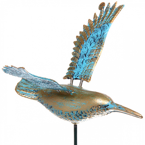 Фигура на спице "Колибри" 60 см, Золото с голубым переливом