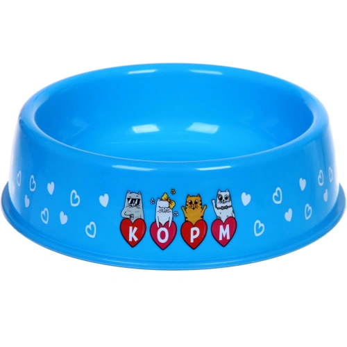 Миска пластиковая "МОЙ БРО - Корм!, цвет небесно- синий 21*6,5см (логотип на миске) 700мл