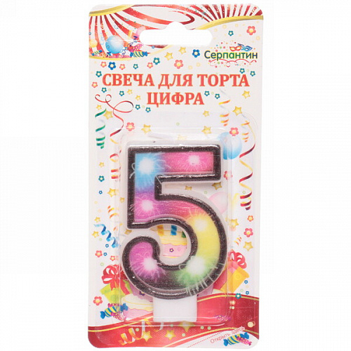 Свеча для торта Цифра Салют "5" 6 см