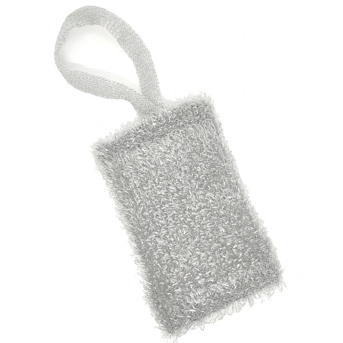 Мочалка для тела массажная средней жесткости «TERRY OPTIMA», цвет серебро, 17*11см