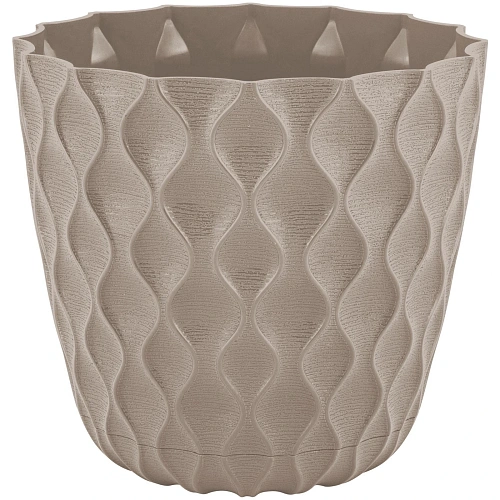 Горшок для цветов пластиковый 0,65л d-11,5см "Wave" с дренажной сеткой и съемным поддоном, французский платан