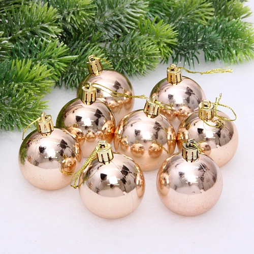 Новогодние шары 5 см (набор 24 шт) "Глянец", шампань