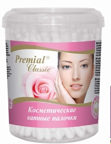 Ватные палочки PREMIAL classic 100шт стакан