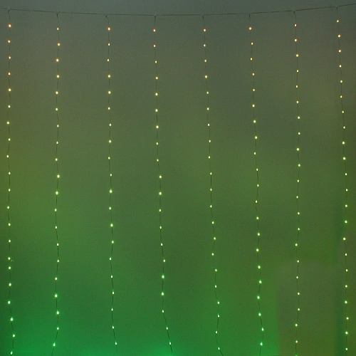 Гирлянда для дома ЗАНАВЕС  ш3м в3м 300 ламп LED, прозрачный провод, более 200 реж, IP-44 (управление с пульта ду и с телефона) Мультицвет_7