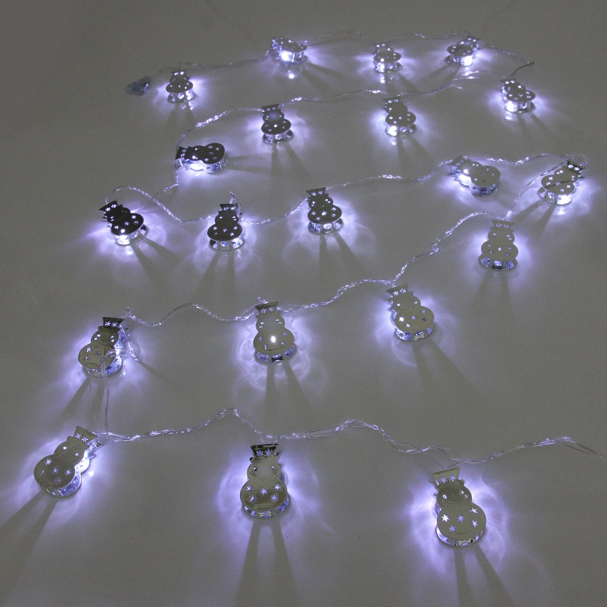 Гирлянда для дома "Серебряный снеговик" 4м 20 ламп LED, 3,7*6 см прозр.пров.,1 реж, IP-20, Белый (соединение)