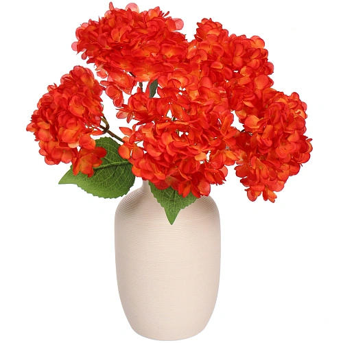 Искусственные цветы Гортензия  48см 5 цветков красные_6