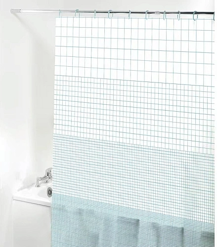 Штора для ванной EVA 180*180 "Селфи" Ферони серо-синяя 1393-3