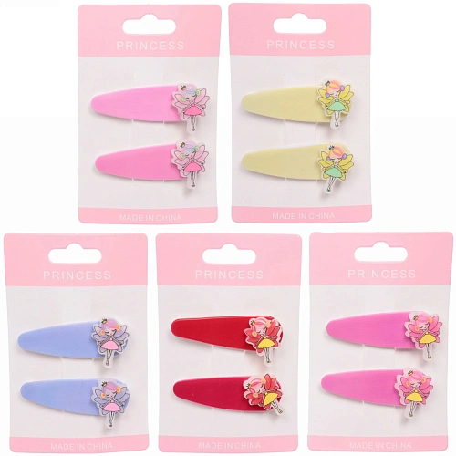 Зажимы для волос детские 2шт "Happy smile", фея, микс 4 цвета, 5*2см 