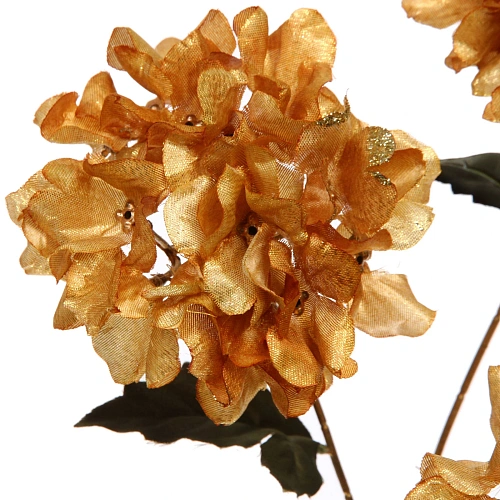 Искусственные цветы FLOWERS GLAMOUR 70см Гортензии 3 цветка золотые_8