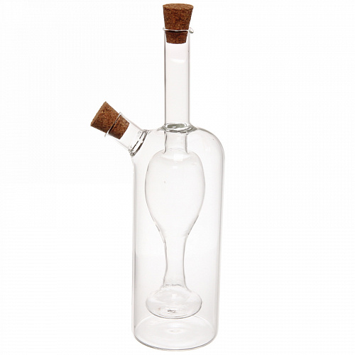 Бутылка стеклянная для специй 350мл "Хай-Тек" с пробковой крышкой, бокал
