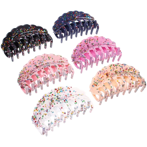 Заколка - краб для волос "AKS - VIENTO", микс 6 цветов, волна, 10*4,5см 