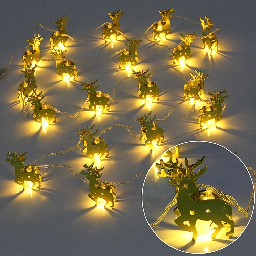 Гирлянда для дома "Золотой олень" 4м 20 ламп LED, 6*4 см прозр.пров.,1 реж, IP-20, Теплый белый (возможность соединения)