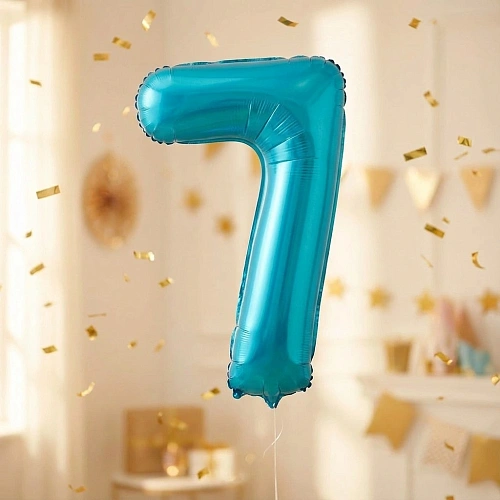 Шар фольгированный 32'/81см "Цифра "7" (голубой)