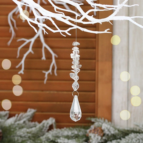 Подвеска "Изящный камень" 13 см, Прозрачный
