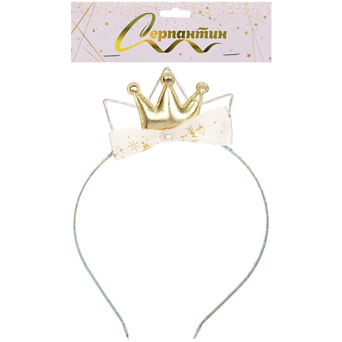 Ободок Королевский бант 18 см, Золото_3