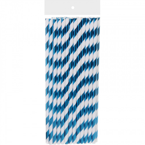 Трубочка для коктейля "Праздник" 19,5 см d-6 мм (набор 25 шт), голубой
