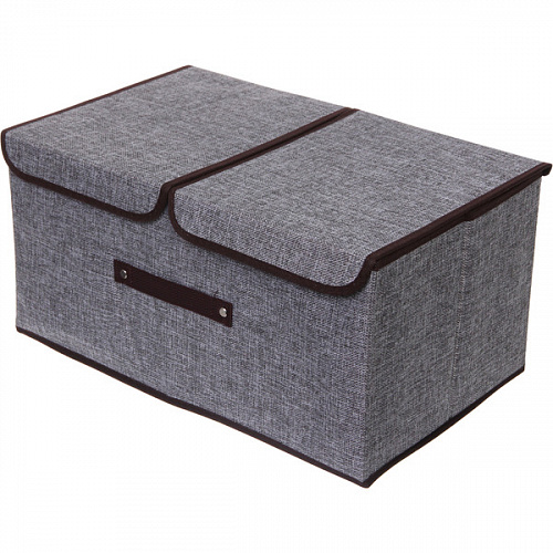 Короб - органайзер складной стеллажный для хранения вещей "ДОМания", цвет серый, два отделения, 50*30*25см (лейбл)
