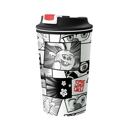 Термостакан с клапаном и декором 350мл "Смешарики"белый 