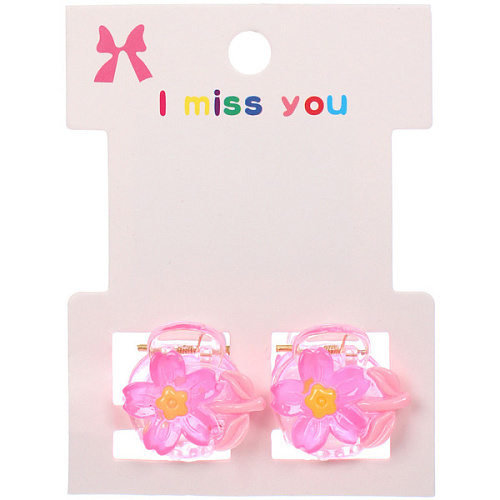 Заколки – крабы детские для волос 2шт на блистере «МАРЦИПАН»,Цветок, 1,2см_3