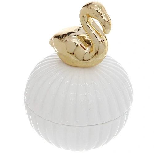 Шкатулка керамическая GOLD Podarok, лебедь, цвет белый, 810,53см (в инд коробке)_3