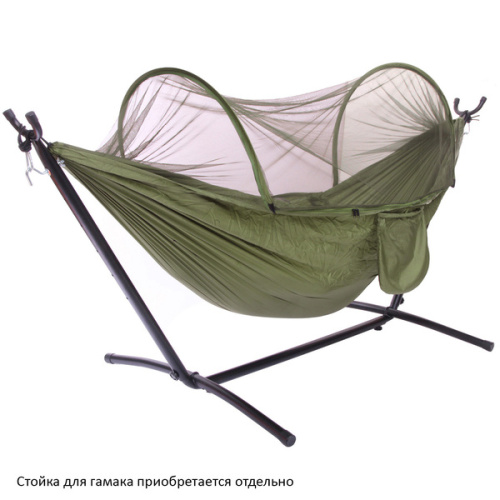 Гамак подвесной SJ-A18-6, 260*150 см, с антимоскитной сеткой, зелёный