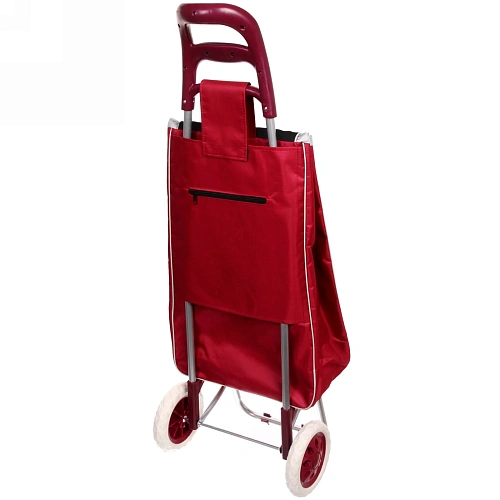 Тележка хозяйственная с сумкой (953330см, колеса 16см, до 30 кг) цветы бордовая_5