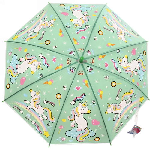 Зонт детский полуавтомат Ультрамарин - Единорожек на луне, 8 спиц, d-85см, длина в слож виде 68см  _14