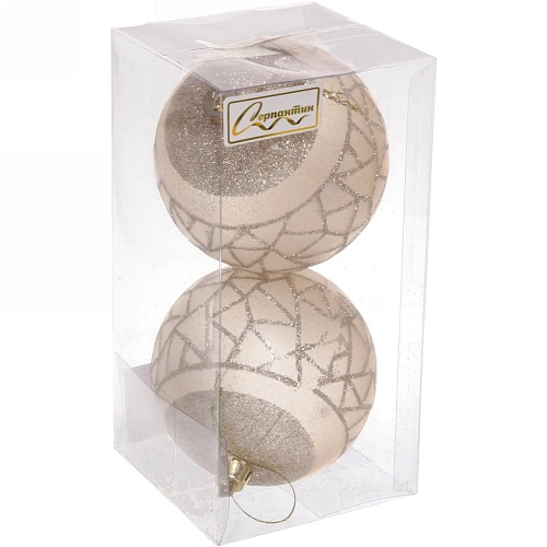 Набор украшений SHINE Brilliant pattern 8 см (2 шт), light champagne_5