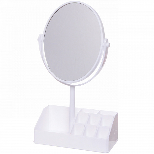 Зеркало настольное с органайзером для косметики "Beauty", цвет белый, 31*18см