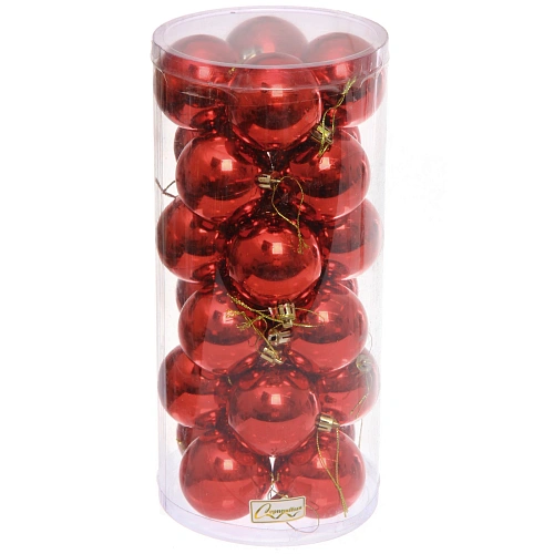 Новогодние шары 6 см (набор 24 шт) Глянец, красный_10