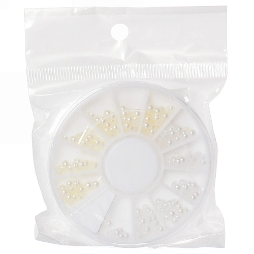 Украшение для нейл-арта Nail Art Design, бусинки, цвет белый и жемчужный, в пакете, 66см_19
