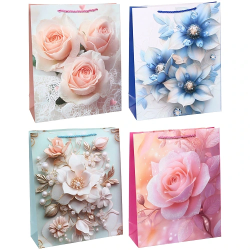 Пакет подарочный "Королевство цветов" 26*32*10 см